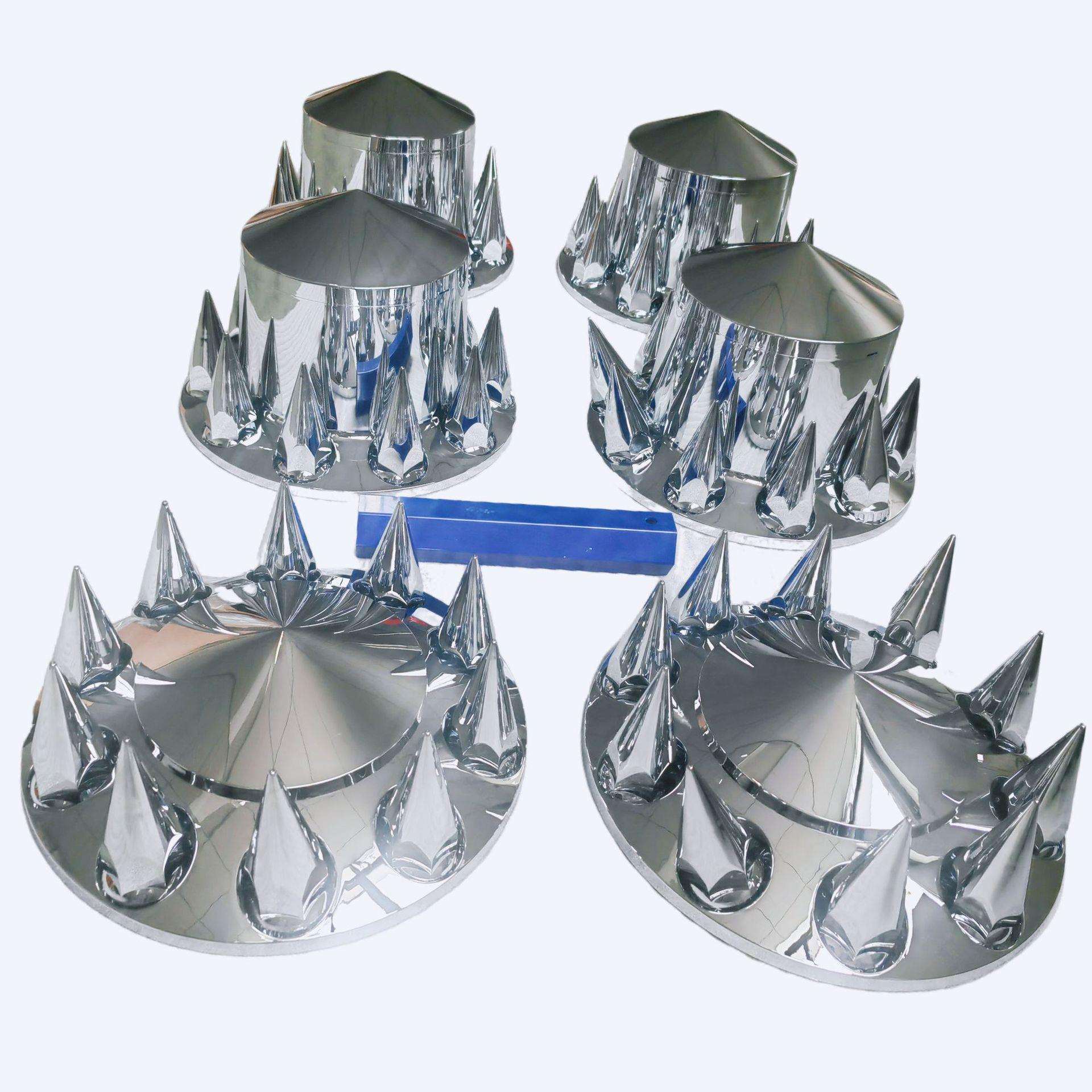 跨境爆款新款汽车用品卡车配件通用型ABS镀铬尖后轮卡车轮毂盖