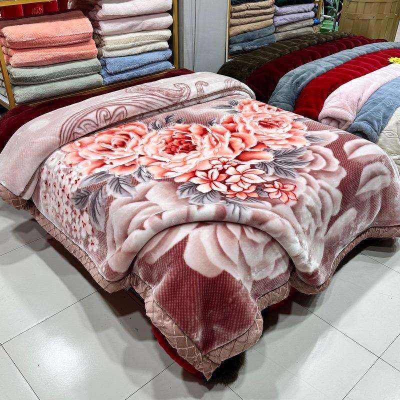 6KG拉舍尔加厚双层剪花毛毯婚庆大红毛毯外贸跨境毯子可视频看货