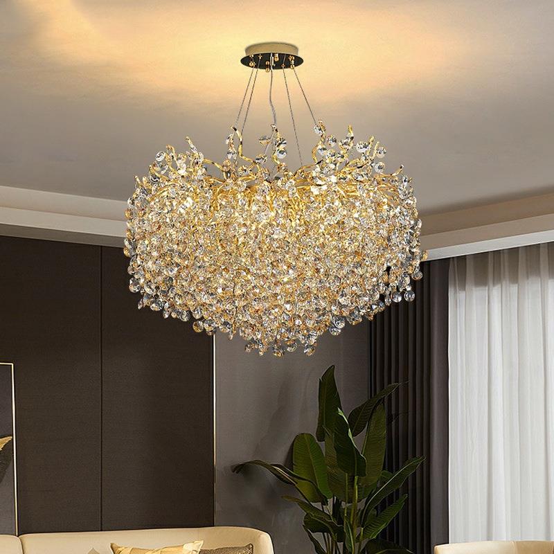 豪华别墅水晶吊灯树枝餐厅简美奢华客厅大灯法式大厅水晶灯中山灯