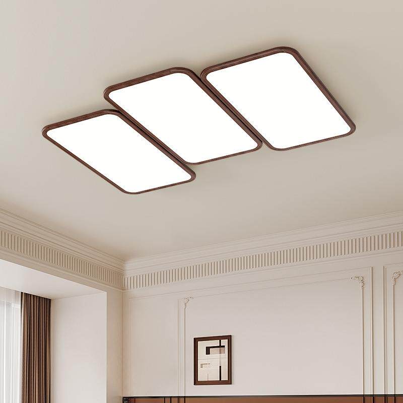 现代简约超薄1cm客厅吸顶灯护眼大厅主灯设计师款胡桃木纹钢琴灯