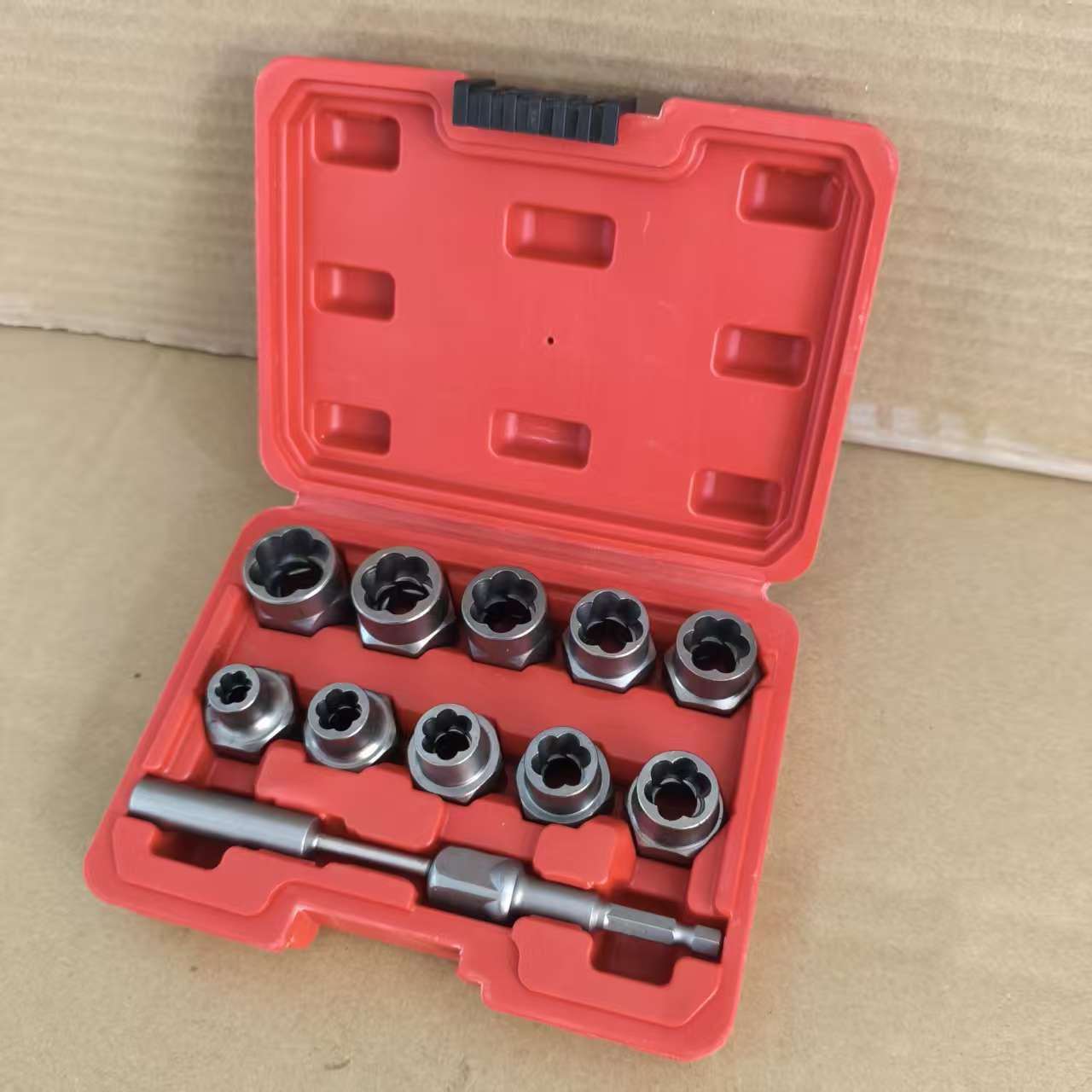 跨境爆款12件套破损螺母取出器滑牙螺母取出器工具套装铬钼钢锻造