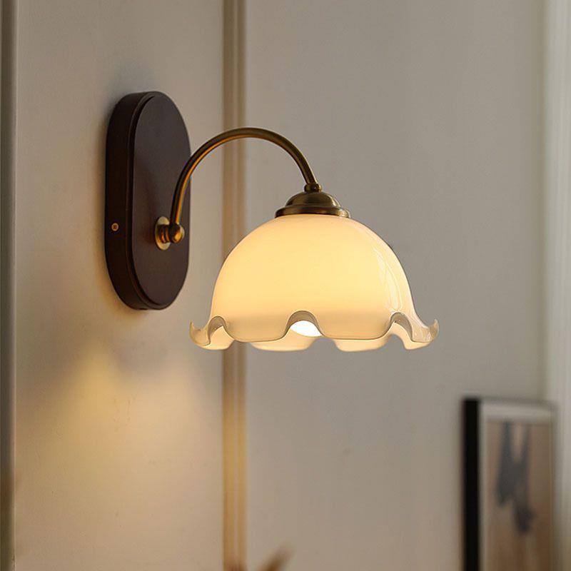 实木壁灯玻璃简约床头民宿过道美式卧室文艺复古灯网红现代灯具
