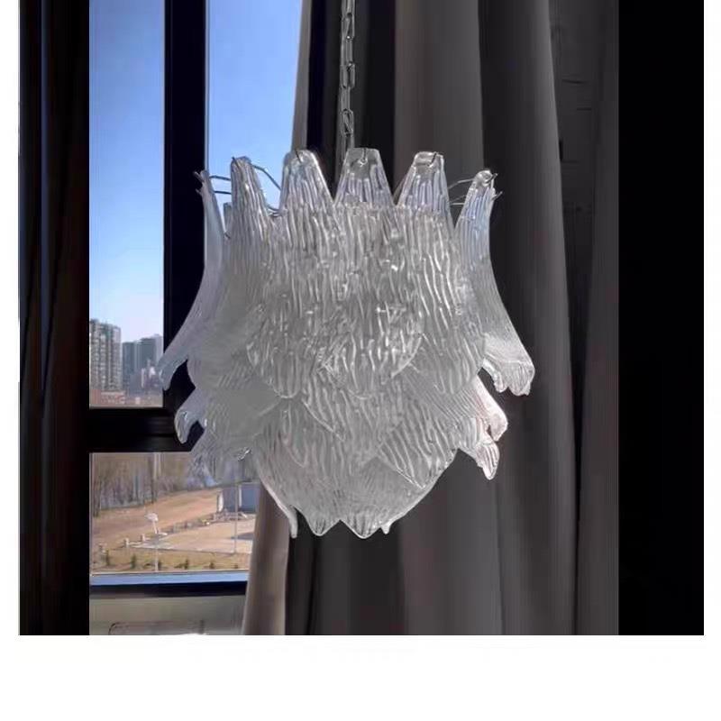 法式中古意式客厅设计师款中古风水晶玻璃花苞餐厅楼梯吊灯