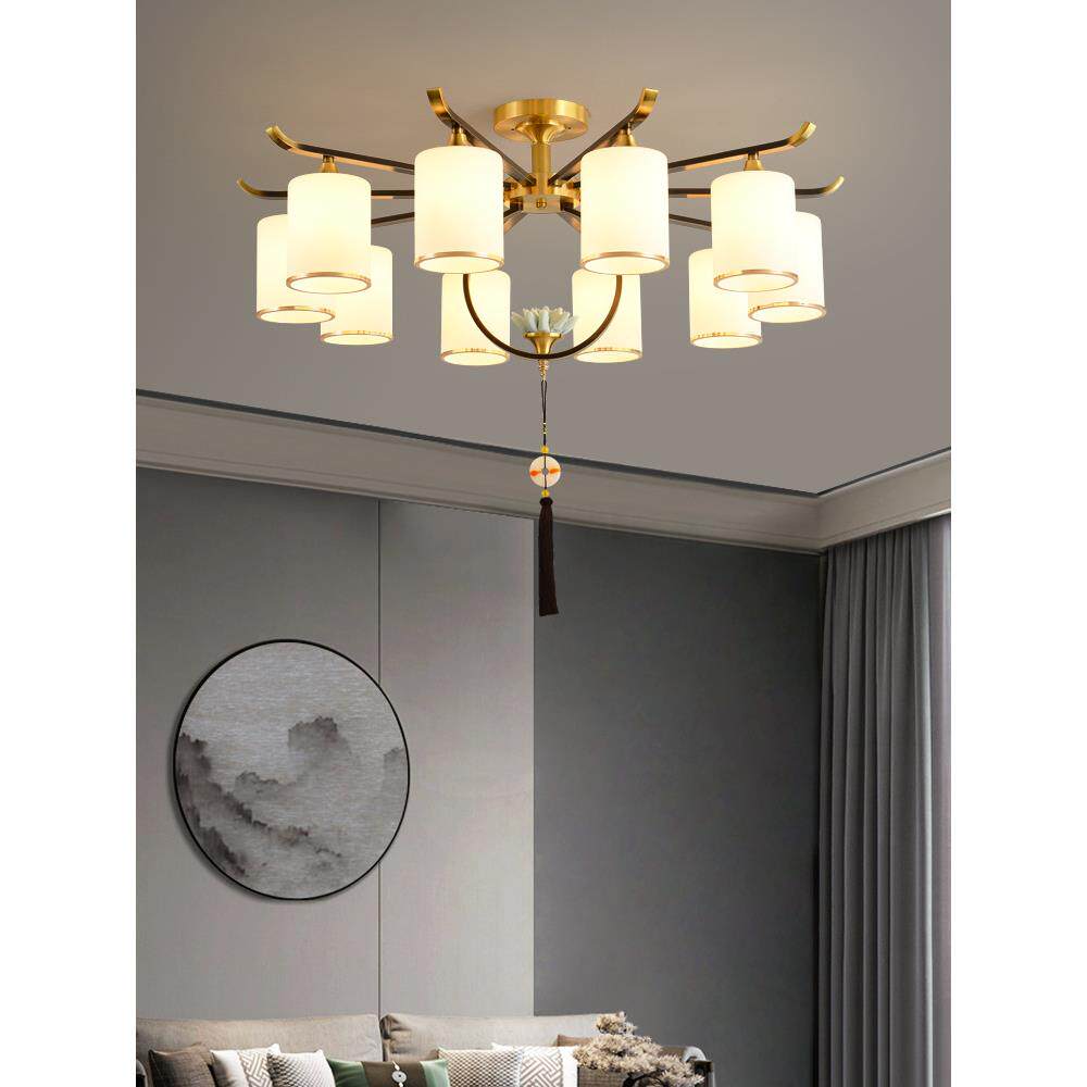 全铜新中式吊灯客厅灯简约现代高档吸顶卧室灯大气中国风餐厅灯具