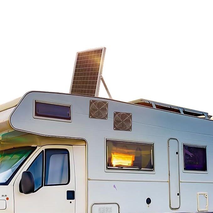 15W单晶硅太阳能板风扇RV旅行车户外野营宠物鸡舍2个通风排气扇