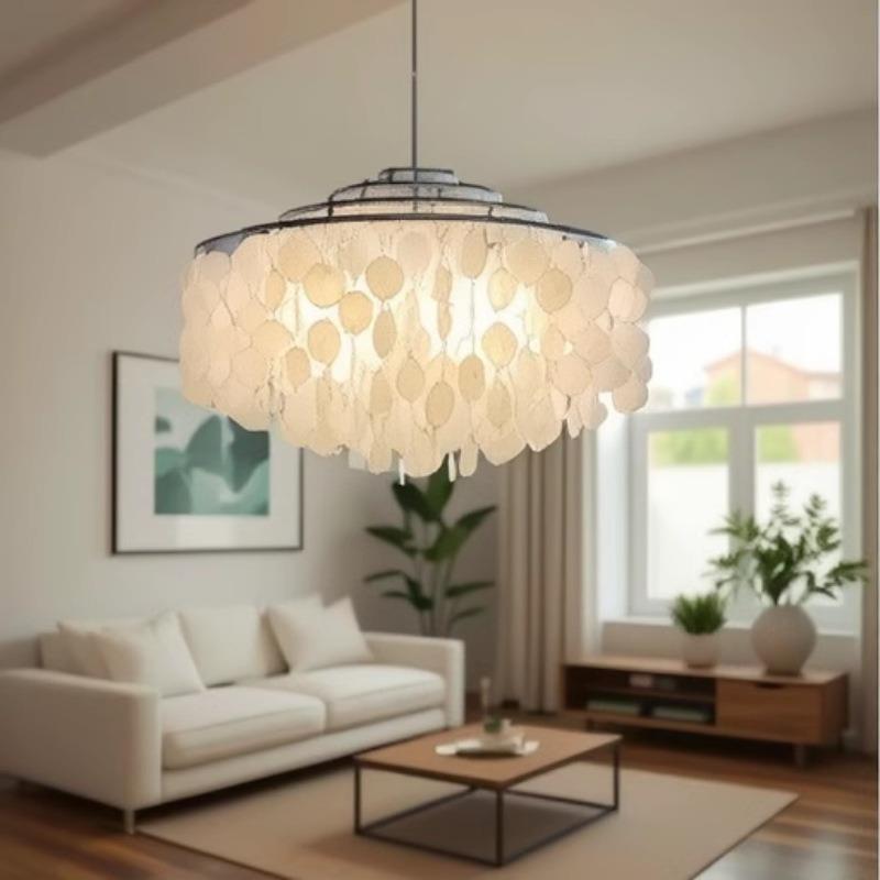 法式客厅贝壳水晶吊灯复古奶油风铃设计师酒店别墅餐厅主卧室壳灯