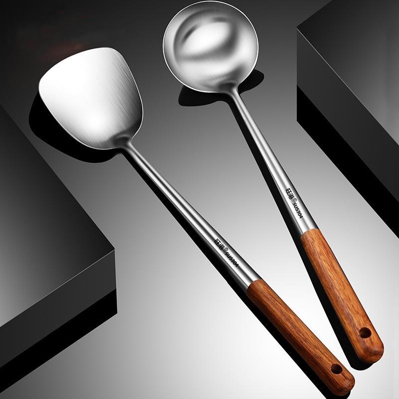 304不锈钢炒勺炒铲锅铲家用长柄汤勺分菜勺厨师专用炒菜勺子铲子