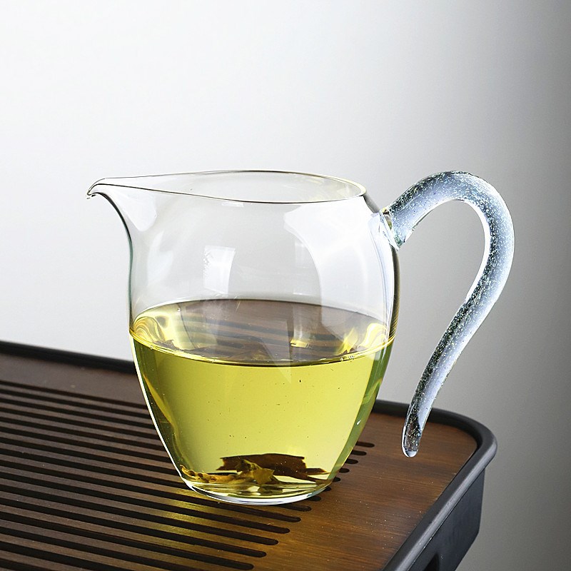 炫彩色把手鹰嘴公道杯 家用高硼硅玻璃茶海分茶器 透明玻璃匀杯