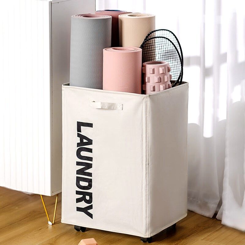 瑜伽垫收纳e筐带轮家用运动工具泡沫滚轴整理神器健身器材置物架