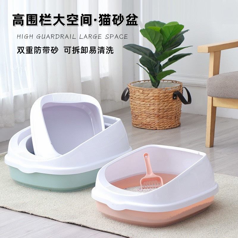 半封闭猫砂盆超大高围栏防外溅可拆洗猫厕所宠物清洁用品现货