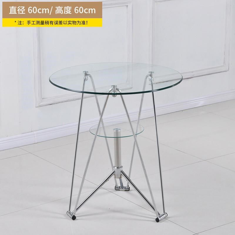 玻璃桌子圆钢化接待洽谈桌宿舍简E约茶几餐桌家用小户型阳台小