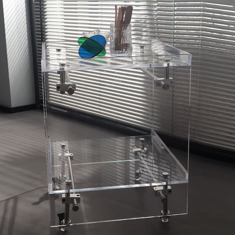 创意网红压克力可移动边几小推车轻奢极简风茶P几透明床头柜置物