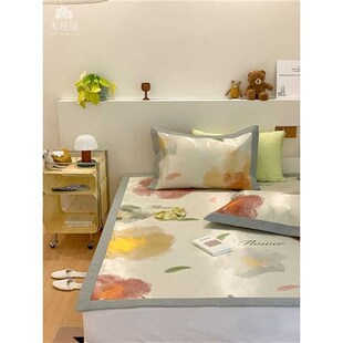 小清新A类冰丝凉席可机洗三件套双人夏季 家用1.8空调软席2022新款