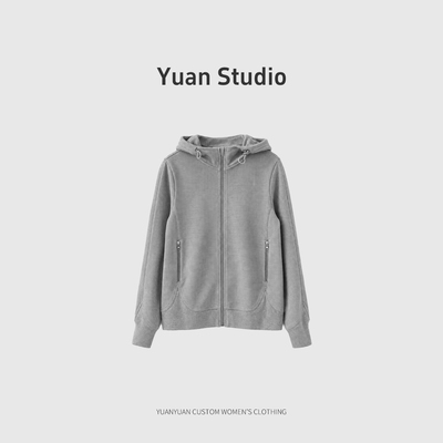 【YUAN】（衣长50）华夫格户外蜂巢高弹休闲简约连帽外套