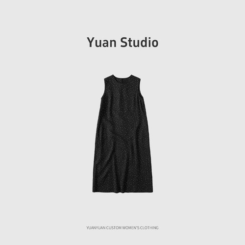 【YUAN】优雅减龄波点大摆量无袖连衣裙