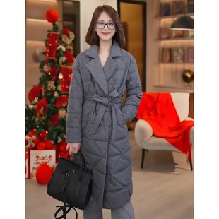 「艾薇严选」绗缝白鹅绒大衣式羽绒服25AW0242