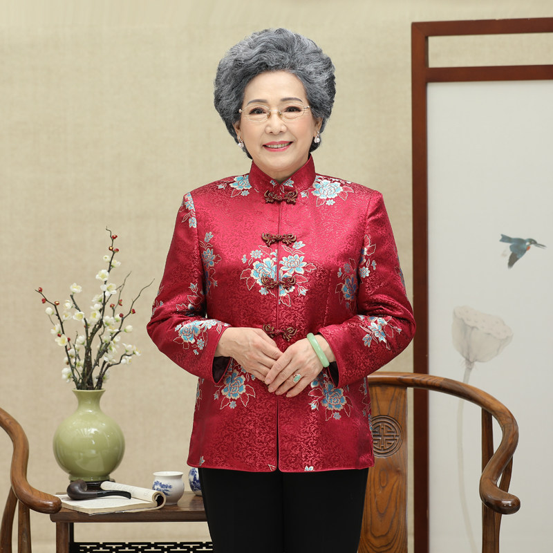 中老年人秋冬女唐装老太太上衣服老人冬装外套妈妈套装奶奶装冬装