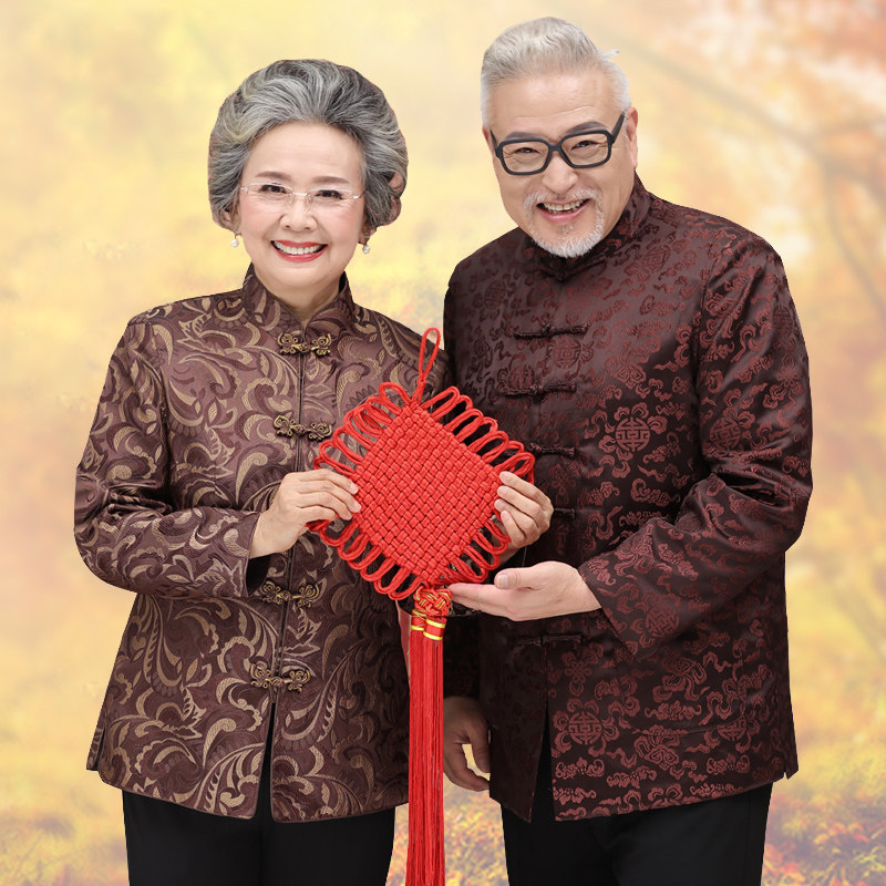 中老年人唐装春秋长袖女士老年唐装老年外套中式民族风唐装套装