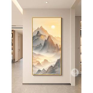 背有靠山入户门玄关装饰画现代简约走廊过道挂画日出东方风景壁画