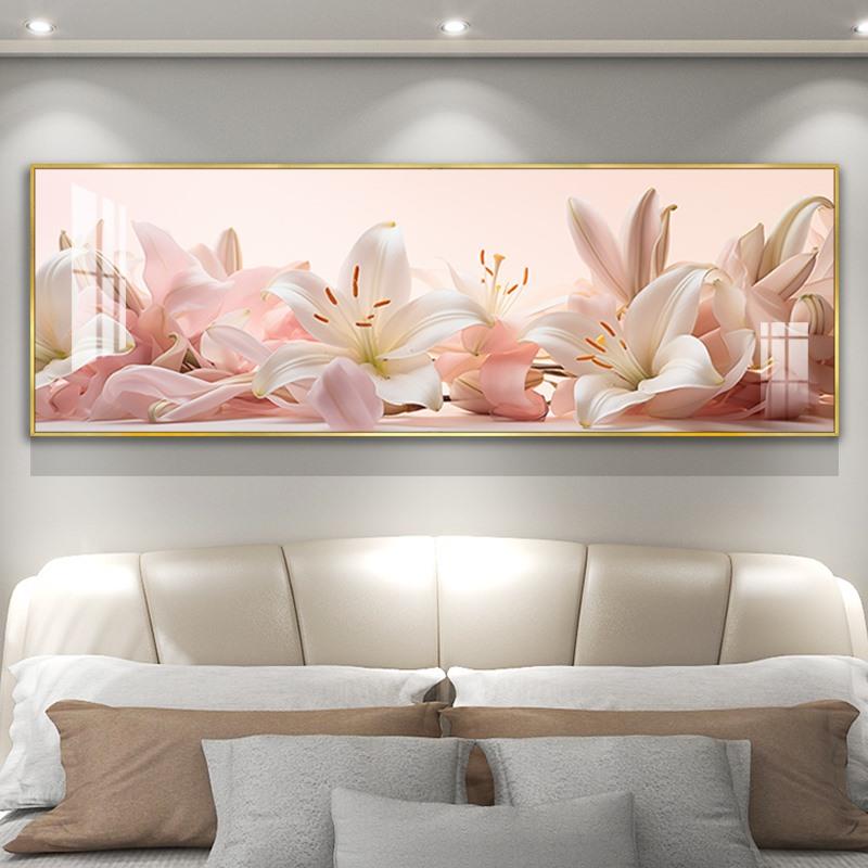 简单清新的卧室床头背景墙装饰画新暖花壁画民宿酒店房间挂画图片