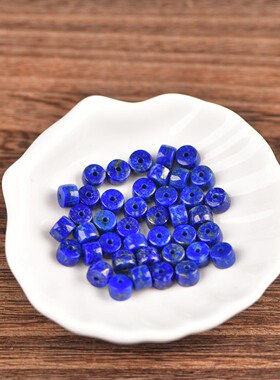天然青花瓷青金石直切散珠DIY