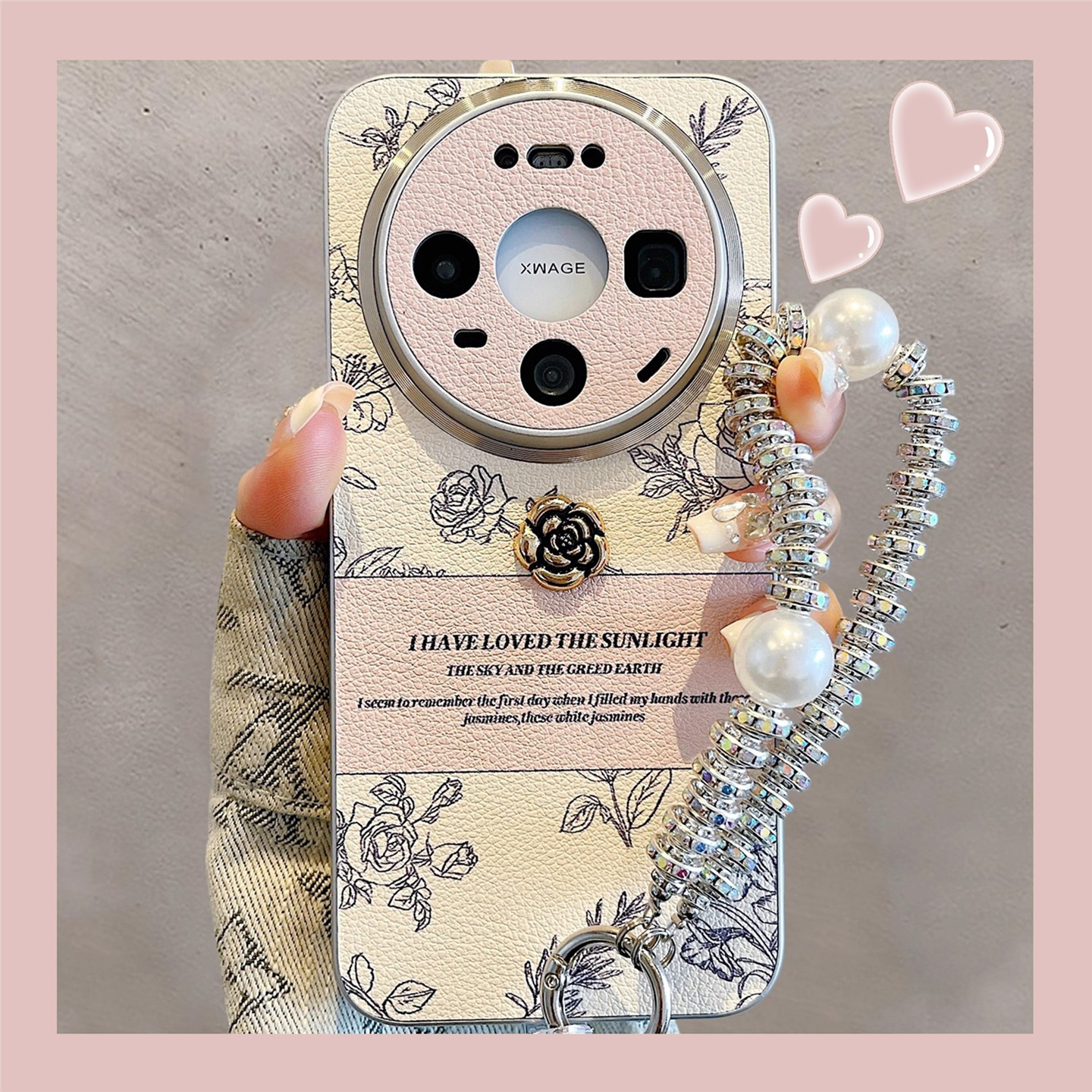 小香风皮质山茶花适用华为