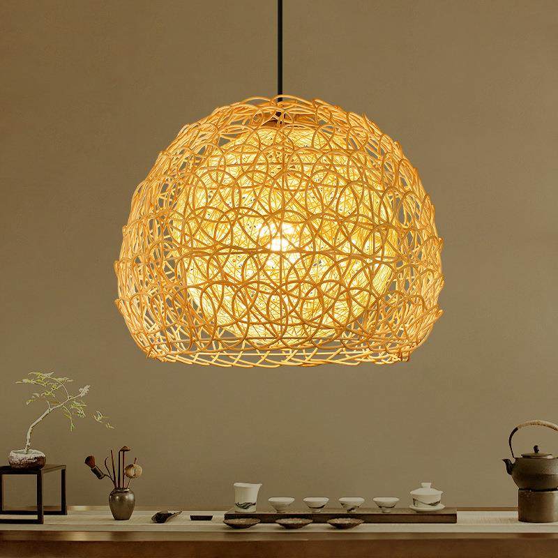 日式餐厅藤艺吊灯创意个性民宿卧室床头装饰灯具复古简约麻球吊灯,电子元器件市场,其它元器件,淘宝优惠券,粉丝福利购,淘宝优惠卷