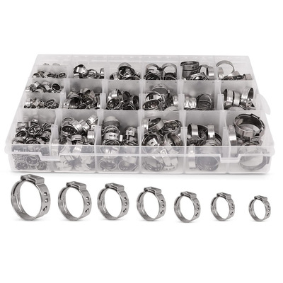 跨境批发530pcs盒装304不锈钢快速固定,卡箍喉箍抱箍管卡组合套装