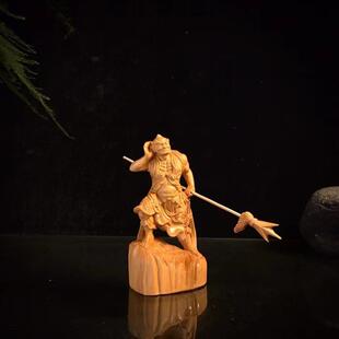 崖柏木雕千里眼顺风耳像摆件一对 哼哈二将左右护法家居工艺品