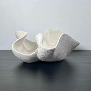 手工高脚陶瓷果盘摆件禅式客厅酒柜创意装饰工艺品高级感现代轻奢