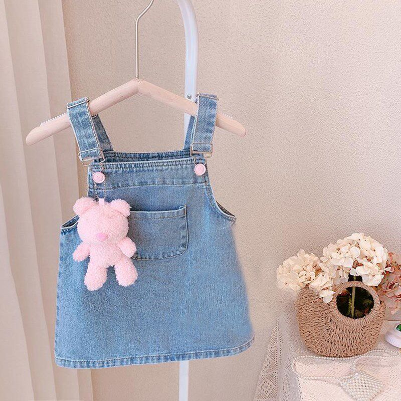 女童背带裙夏装2024新款u女宝宝卡通公主裙儿童洋气牛仔裙小童裙