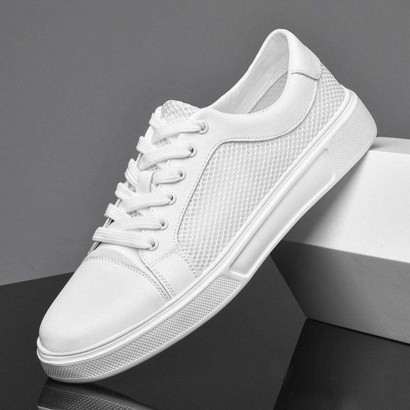 夏季薄款透气小白鞋男真皮软底百搭白色休闲板鞋男大码男鞋45 46,流行男鞋,休闲板鞋,淘宝优惠券,粉丝福利购,淘宝优惠卷