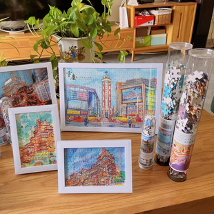 重庆旅游bdiy试管拼图摆件送实木相框儿童益智玩具男孩女孩礼物品