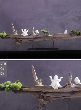 新中式禅意摆件创意家居玄关办公酒店样板房风化枯木制艺术装饰品