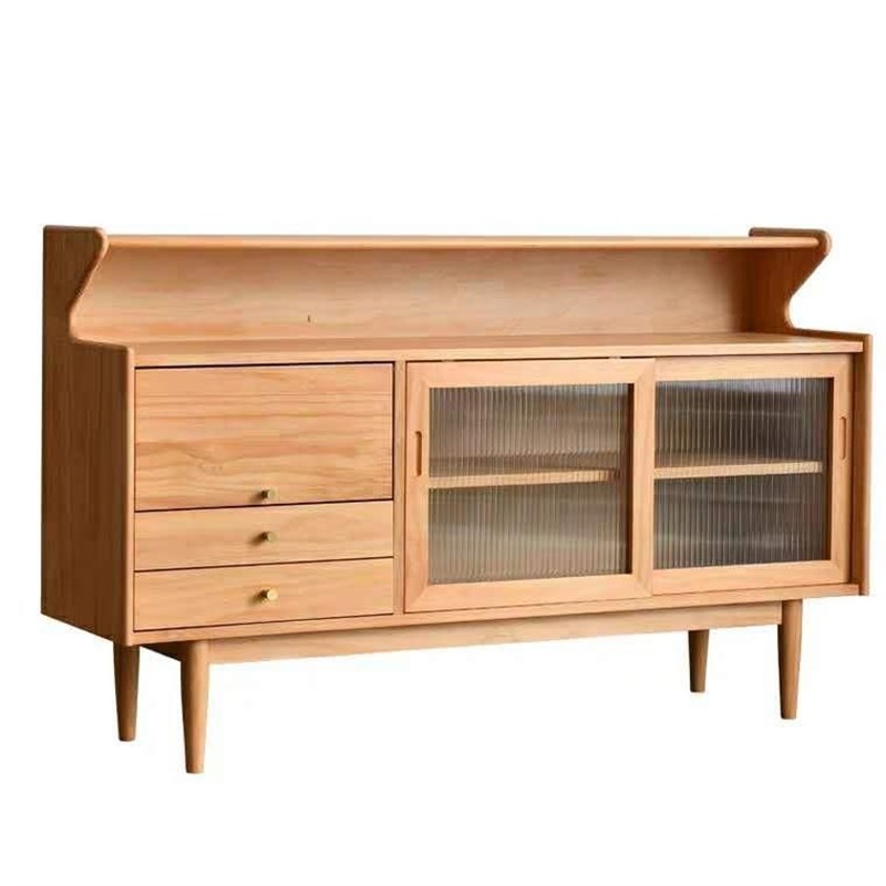 北欧实木简约餐边柜碗柜客厅茶水柜日式多功能移动门玻璃柜玄关柜