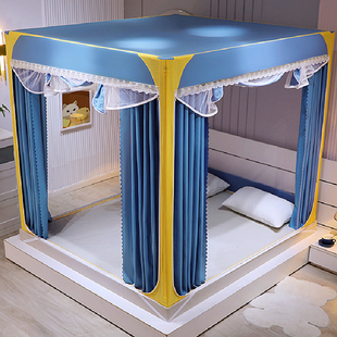 A类蚊帐床帘一体式 双层三开门坐床儿童防摔家用卧室遮光2022床幔
