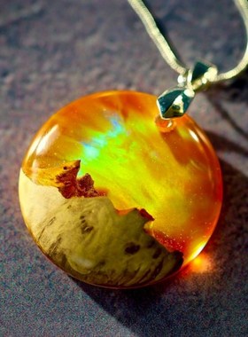 晚霞树脂夜光吊坠发光项链个性胶手工情侣男女生日礼物