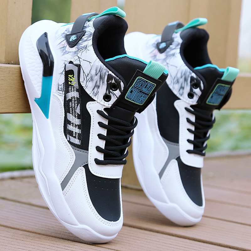 青少年高筒鞋男秋季新款休闲男鞋百搭潮流跑步运动鞋学生男士鞋子