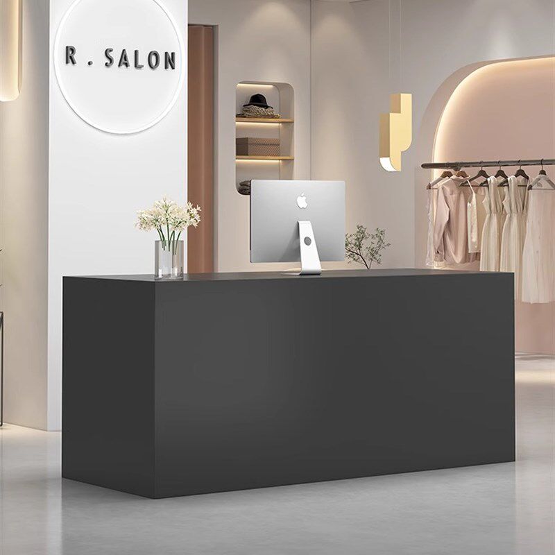 黑色店铺小型简约现n代公司前台接待台服装店吧台理发店收银台柜