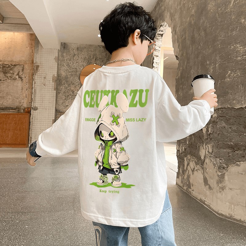 儿童早秋休闲宽松韩版纯棉长袖T恤春装新款打底衫男童X洋气t上衣