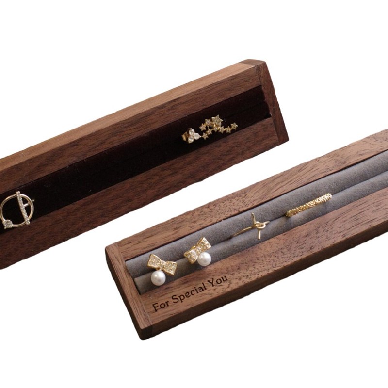 柜台摆件陈列道具戒指耳钉托盘首饰收纳盘饰品架胡桃木珠宝展示架