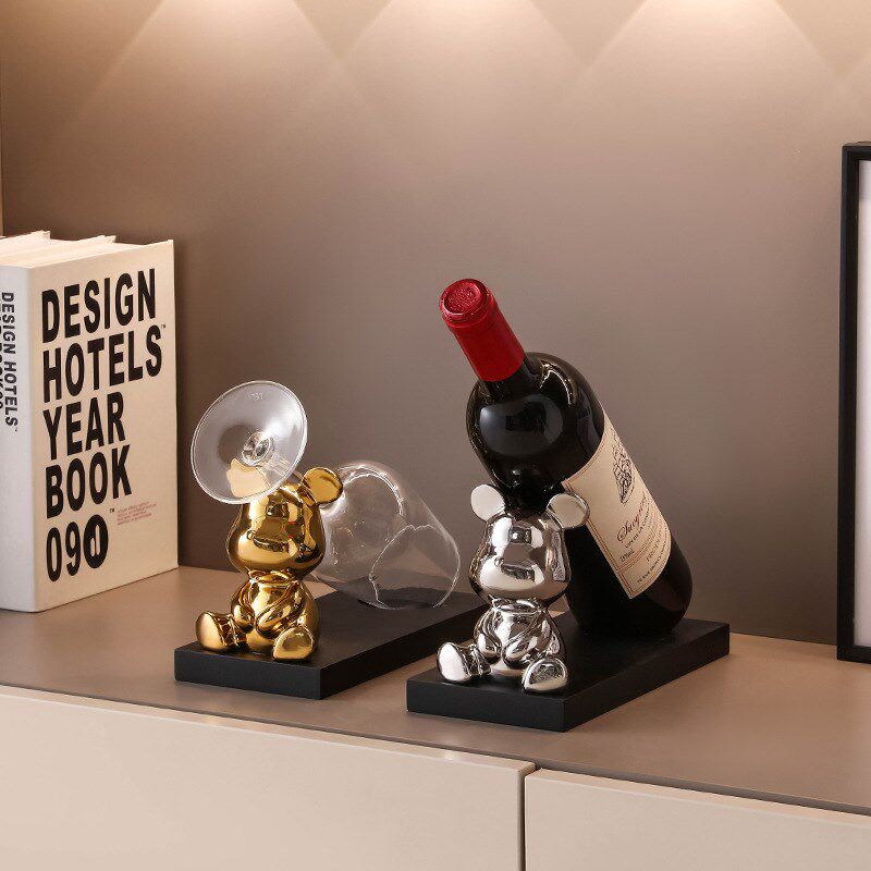 轻奢创意餐边酒柜装饰品摆件现代客厅红酒架家居玄关摆设酒架