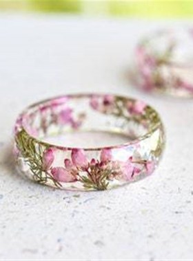 希瑟花树脂戒指,真正的花卉戒指,独特的女士戒指