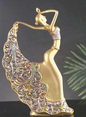 树脂美女舞女摆件轻奢高档酒柜桌面客厅钢琴上床头柜高级感装饰品