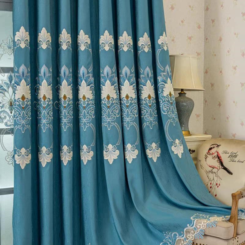 欧式绣花窗帘客厅高档大气奢华窗帘202O4年流行新款阳台窗帘