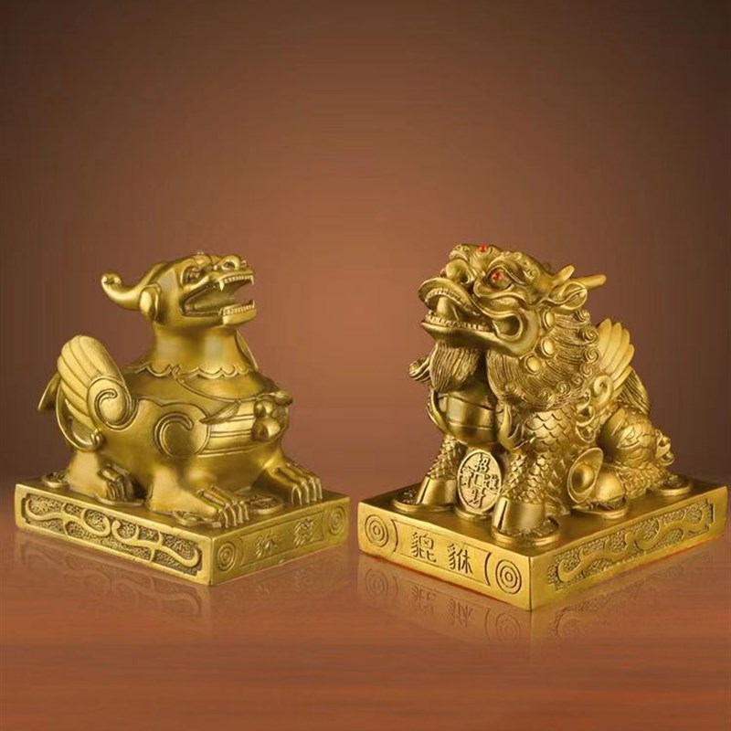 铜貔貅摆件一对黄铜貔恘皮丘貔犰家用客厅店铺办公室开业礼品装饰