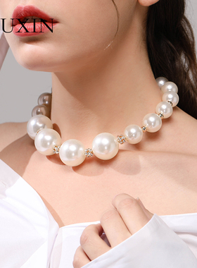苏心饰品人造珍珠人工水钻短款颈链气质锁骨链新娘配饰个性项链女