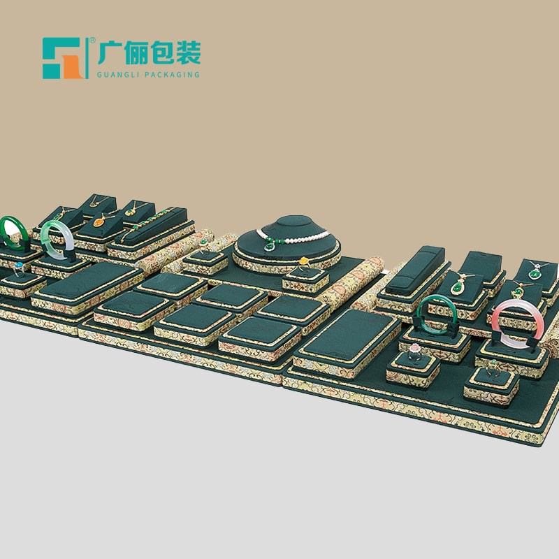 中式锦布首饰展示道具组合珠宝饰品陈列柜台托盘项链展示架戒指盘