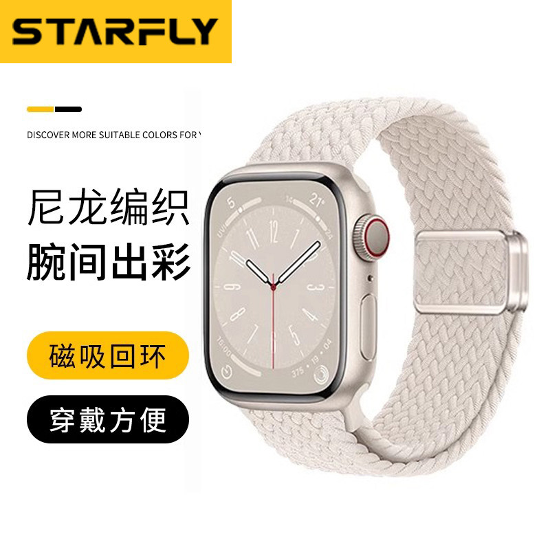 适用iWatch尼龙编织口字磁吸表带图片