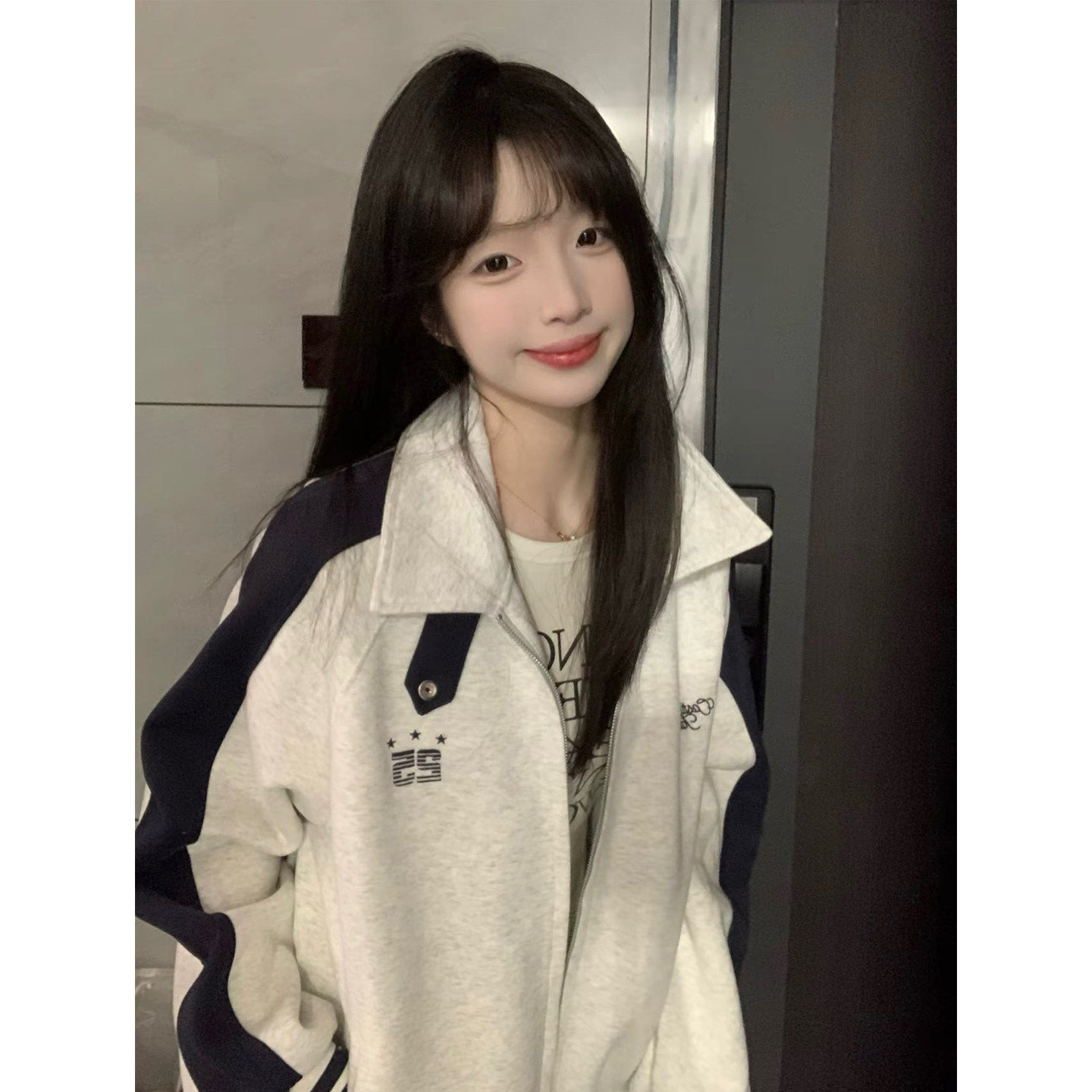 美式高街插肩卫衣外套女